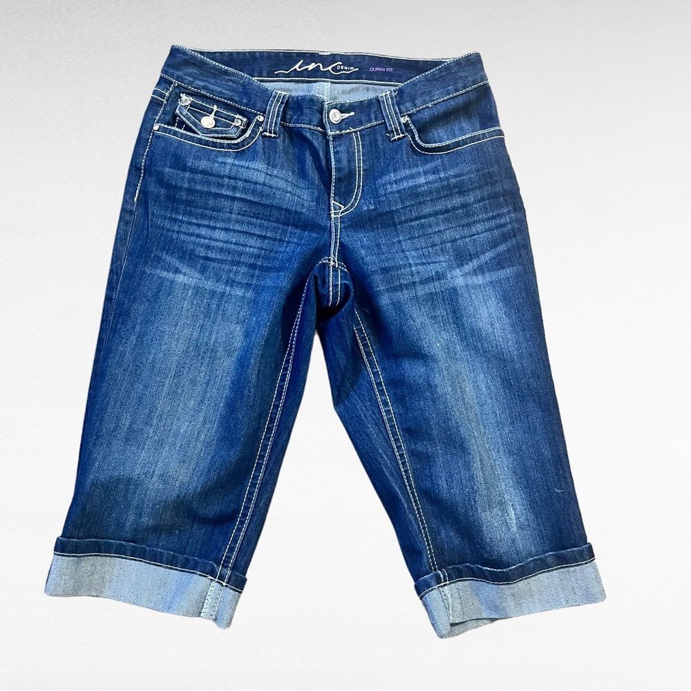 INC International Concepts Cuffed Curvy Fit Jeans Shorts Size 8